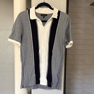 Banana Republic Blue and White Striped Button Down Shirt